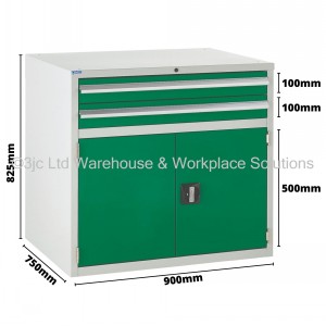 Euroslide Storage Cabinet 2 Drawer & Cupboard 825mm